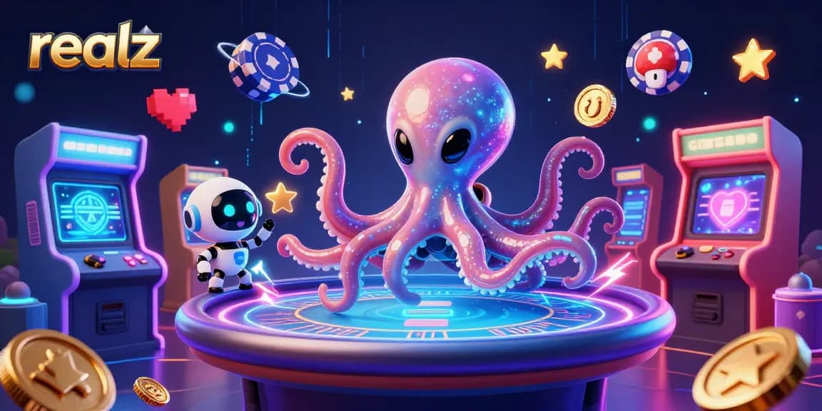 Engage with realz at a vibrant cosmic poker table amid dynamic gaming elements