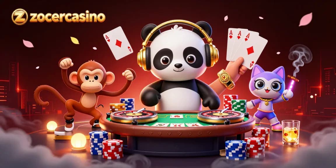 Experience the thrill of zoccercasino with a dynamic DJ panda scene, vibrant gaming elements, and playful characters.