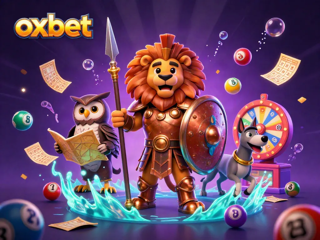 Engage with OXBET's vibrant online gaming world featuring dynamic lottery elements and engaging characters.