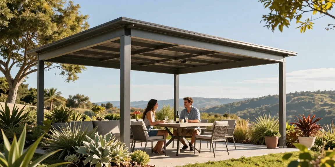Moderne Terrassenüberdachungen schaffen einen einladenden Außenbereich für entspannte Nachmittage.